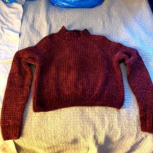 Burgundy Super Soft Cropped Turtleneck Sweater